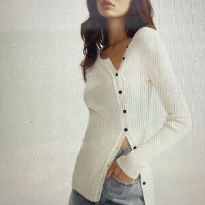 Commense Plain Asymmetrical Breasted Sweater, size XS - NEW